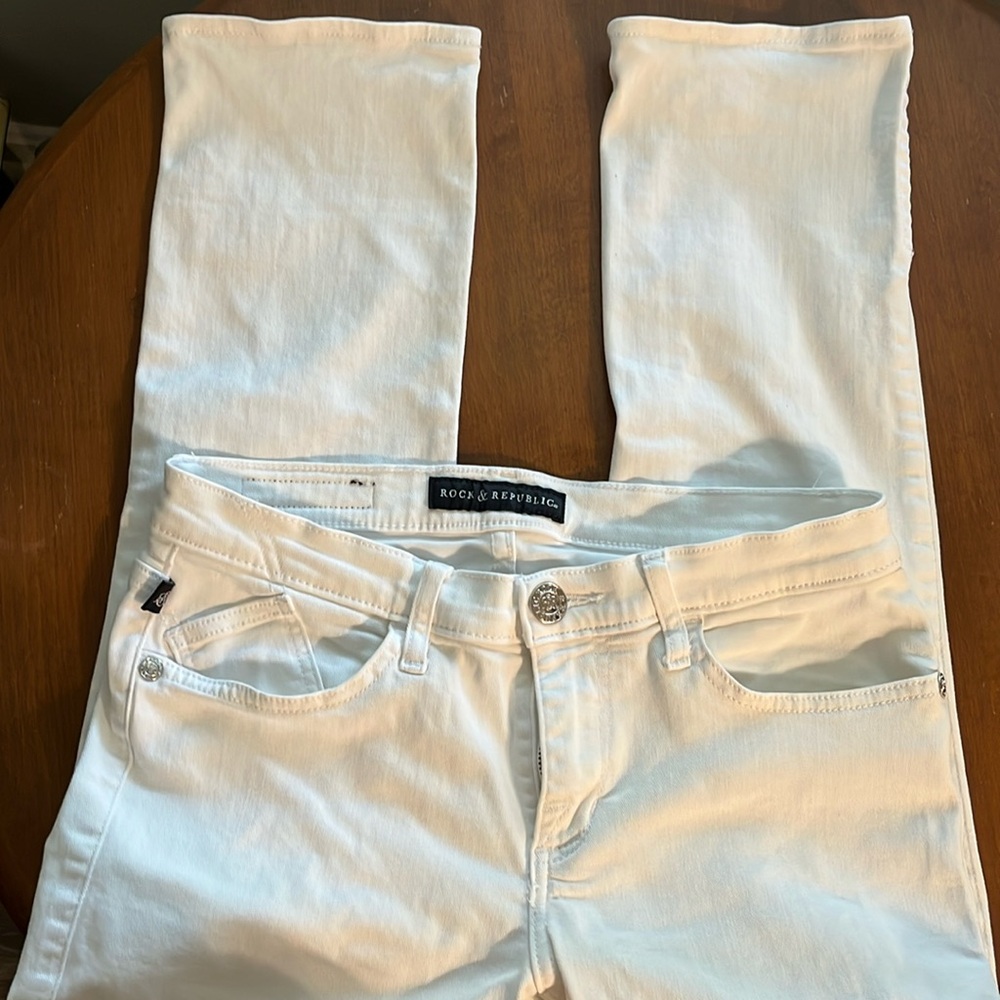 Rock & Republic Jeans Women's 8 White Kendall cropped ankle Jeans